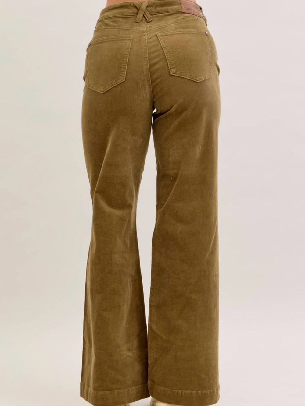 Judy Blue Retro Wide Leg Corduroy Pants Olive Green 9/29 High Rise